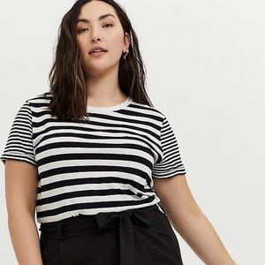 Torrid RELAXED FIT CREW TEE - STRIPE WHITE & BLACK